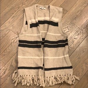 ❗️MADEWELL ❗️knit fringe striped beige vest xs/s